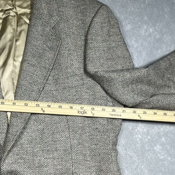 VTG Vittorio Rex Blazer Jacket Men’s 42R Beige Tweed Lambswool Front Two Button - Picture 7 of 10